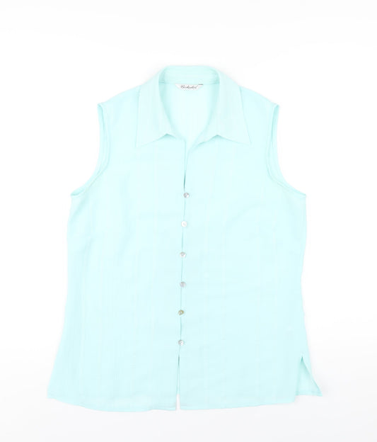 Berkertex Womens Blue Polyester Basic Button-Up Size 14 Collared