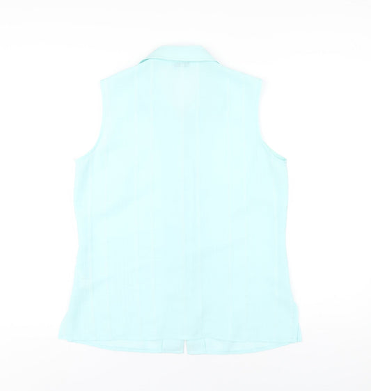 Berkertex Womens Blue Polyester Basic Button-Up Size 14 Collared