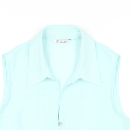 Berkertex Womens Blue Polyester Basic Button-Up Size 14 Collared