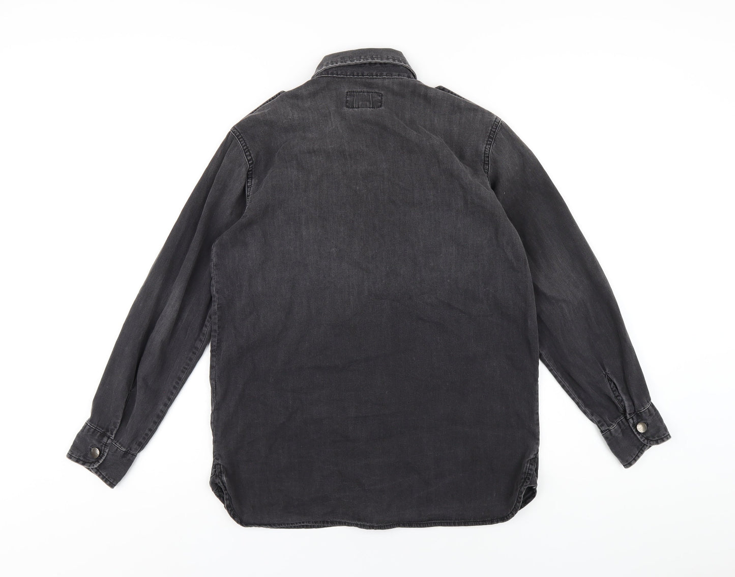 Current/Elliott Womens Grey Cotton Basic Button-Up Size S Collared