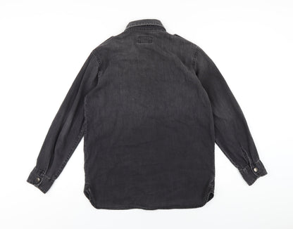 Current/Elliott Womens Grey Cotton Basic Button-Up Size S Collared