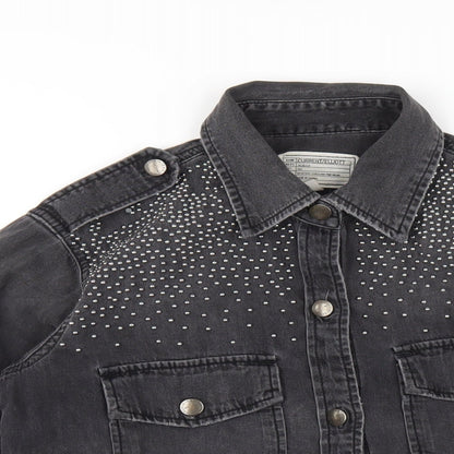 Current/Elliott Womens Grey Cotton Basic Button-Up Size S Collared