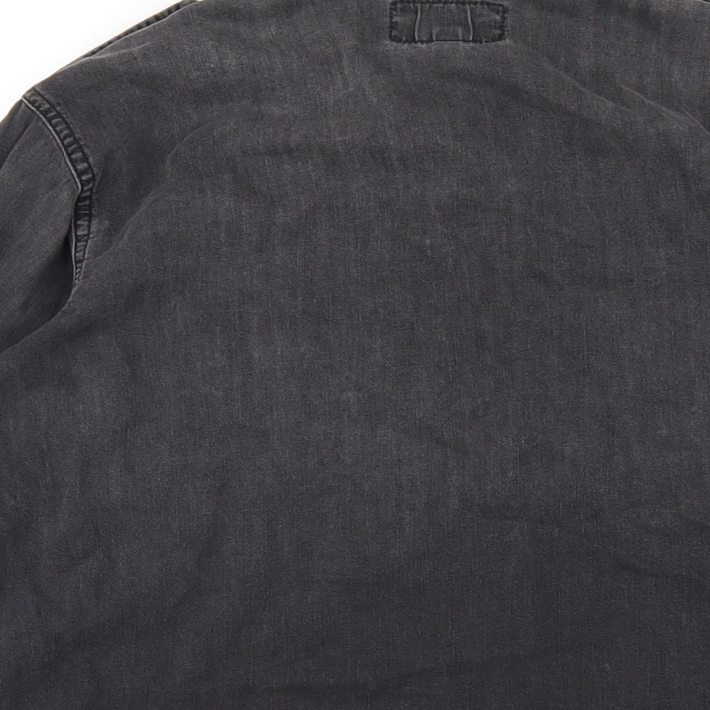 Current/Elliott Womens Grey Cotton Basic Button-Up Size S Collared