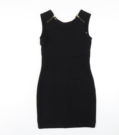 Zara Womens Black Polyester Mini Size M Round Neck Zip