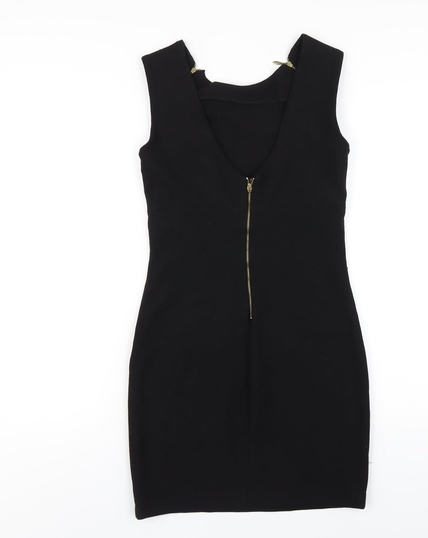 Zara Womens Black Polyester Mini Size M Round Neck Zip