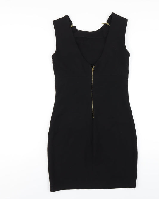 Zara Womens Black Polyester Mini Size M Round Neck Zip