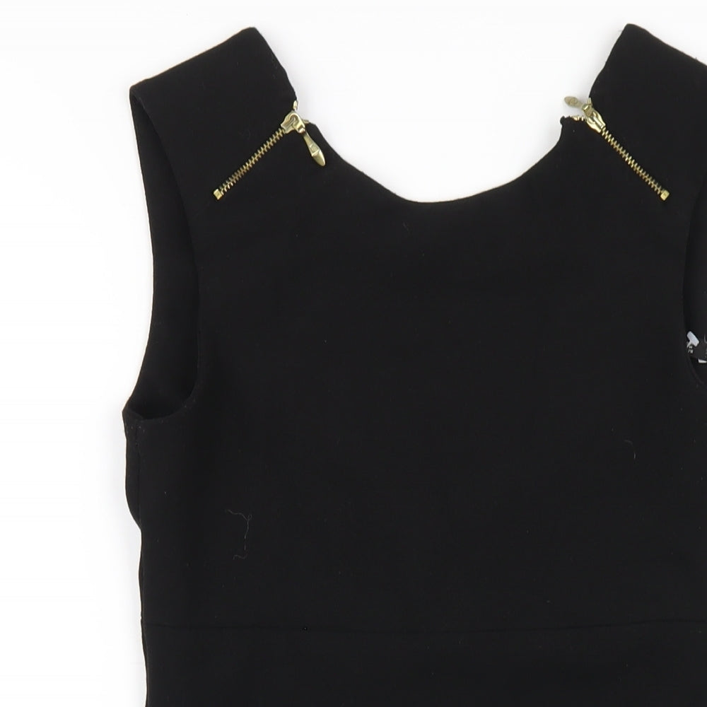 Zara Womens Black Polyester Mini Size M Round Neck Zip