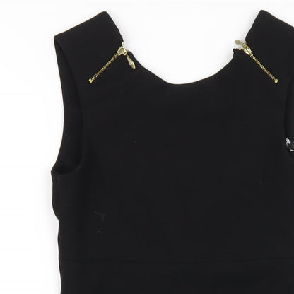 Zara Womens Black Polyester Mini Size M Round Neck Zip