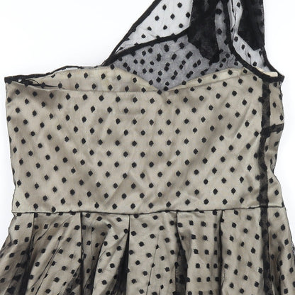 Topshop Womens Beige Cotton A-Line Size 12 One Shoulder Zip