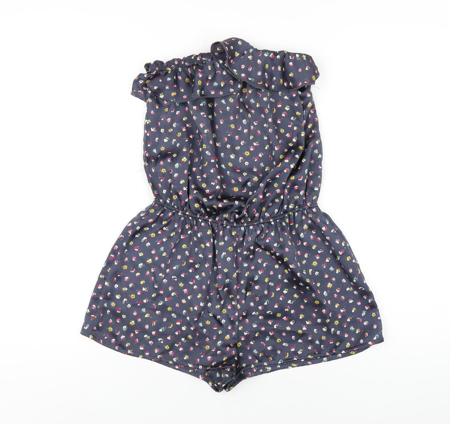 FOREVER 21 Womens Blue Floral Polyester Playsuit One-Piece Size M Pullover