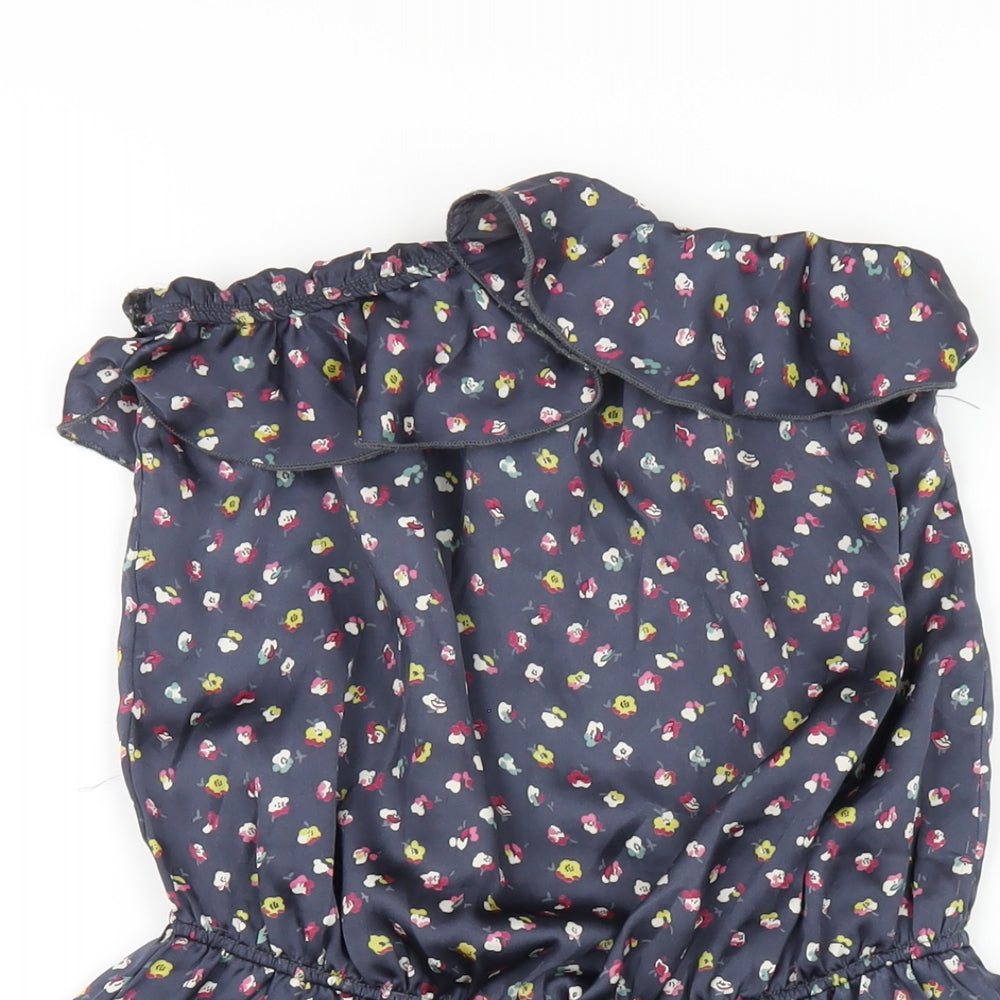 FOREVER 21 Womens Blue Floral Polyester Playsuit One-Piece Size M Pullover