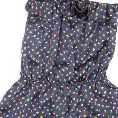 FOREVER 21 Womens Blue Floral Polyester Playsuit One-Piece Size M Pullover