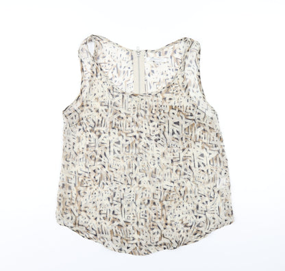 Glamorous Womens Beige Geometric Polyester Basic Tank Size 10 Scoop Neck