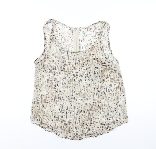 Glamorous Womens Beige Geometric Polyester Basic Tank Size 10 Scoop Neck