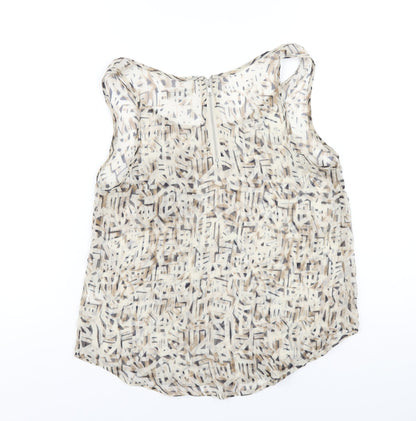 Glamorous Womens Beige Geometric Polyester Basic Tank Size 10 Scoop Neck