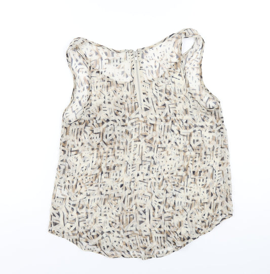 Glamorous Womens Beige Geometric Polyester Basic Tank Size 10 Scoop Neck