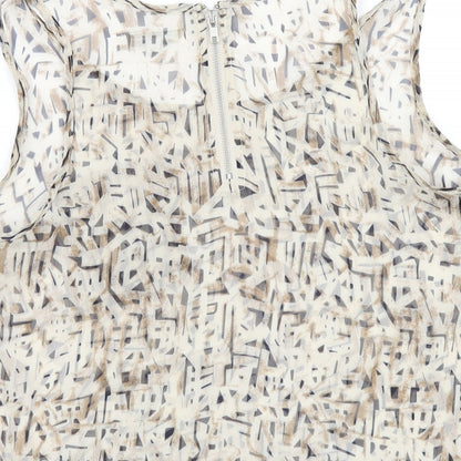 Glamorous Womens Beige Geometric Polyester Basic Tank Size 10 Scoop Neck