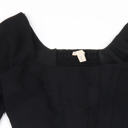 Womens UK Size 12 H&M Black Basic T-Shirt