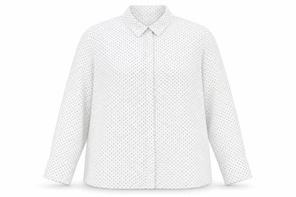 Classics Womens White Polka Dot Polyester Basic Button-Up Size 24 Collared