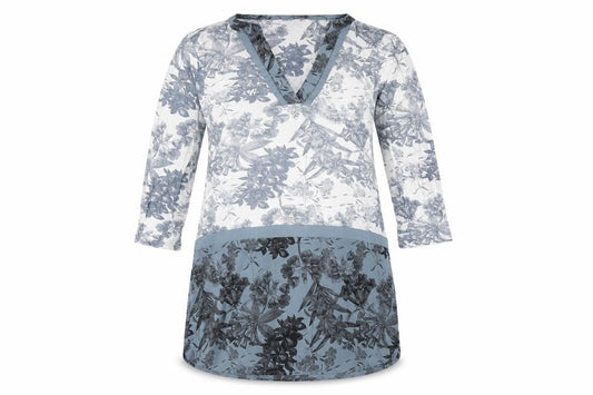 NEXT Womens Blue Geometric Viscose A-Line Size 14 V-Neck Pullover