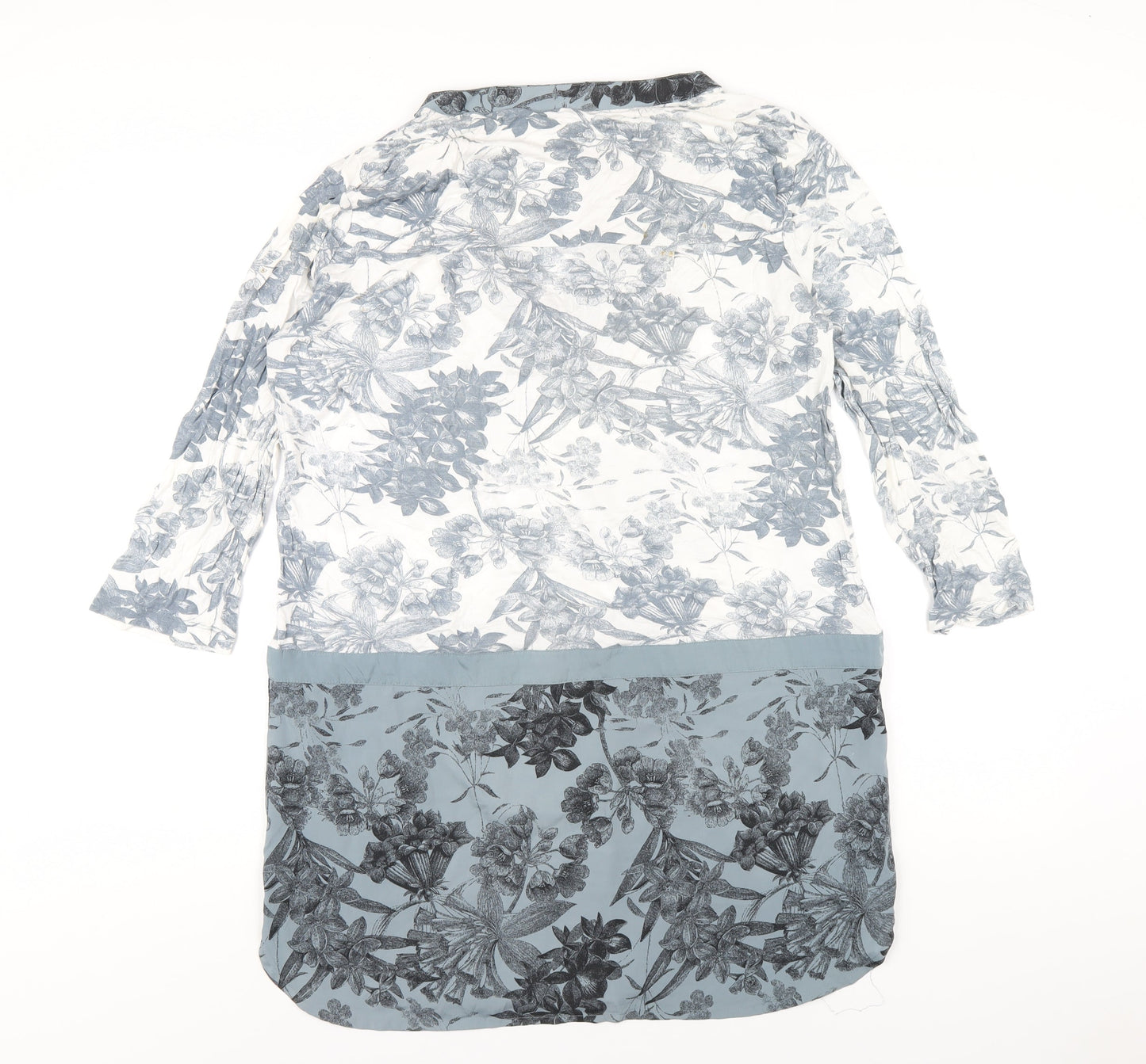 NEXT Womens Blue Geometric Viscose A-Line Size 14 V-Neck Pullover