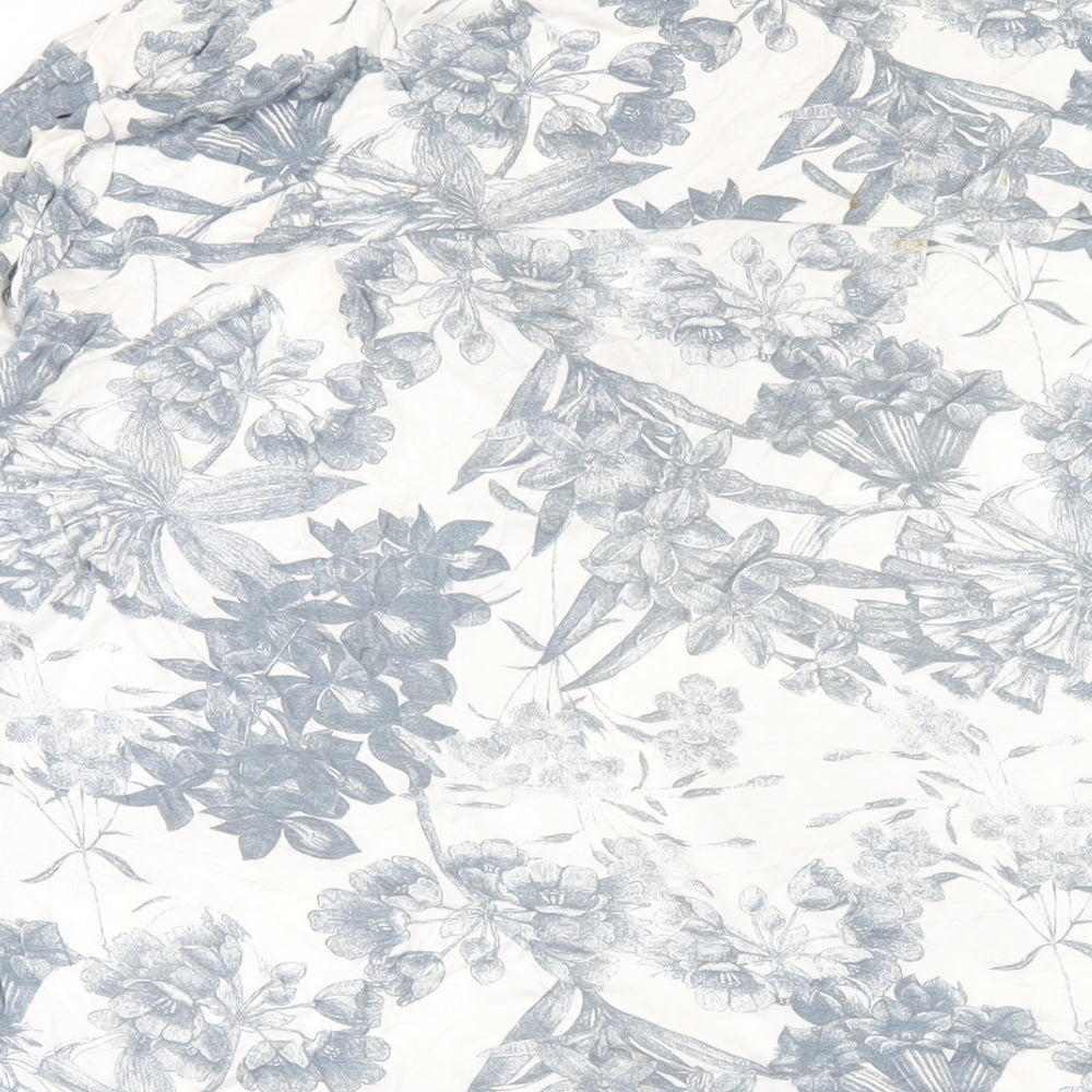 NEXT Womens Blue Geometric Viscose A-Line Size 14 V-Neck Pullover