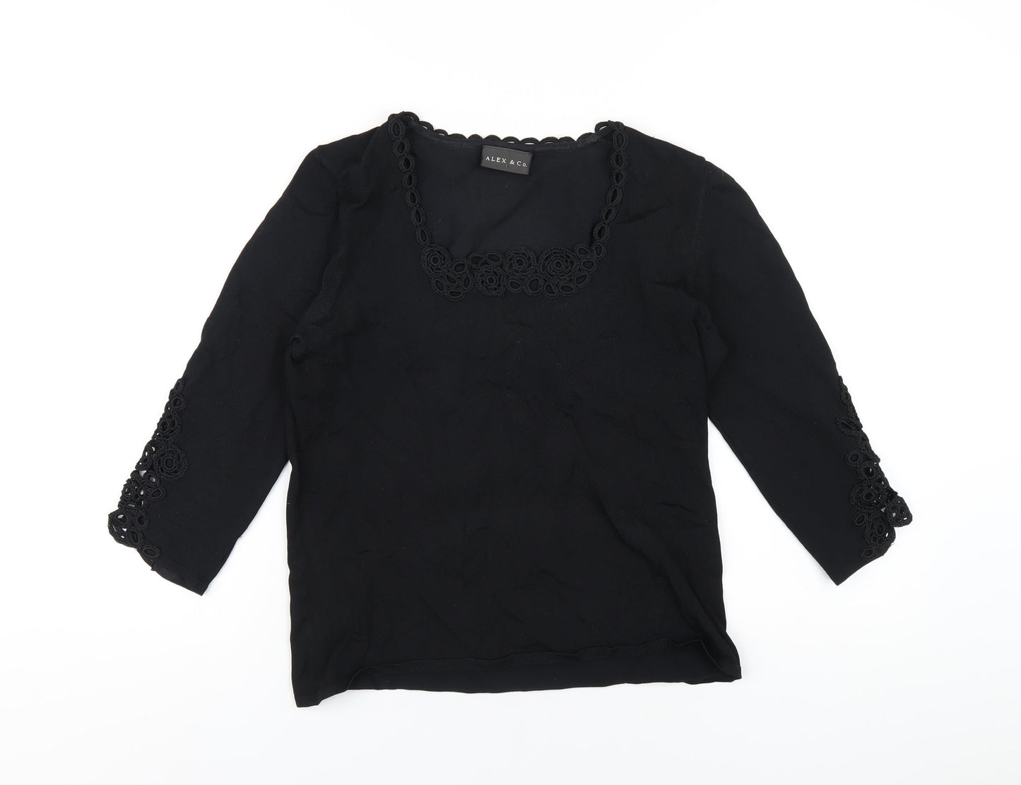 Womens UK Size 10 Alex & Co Black Basic T-Shirt