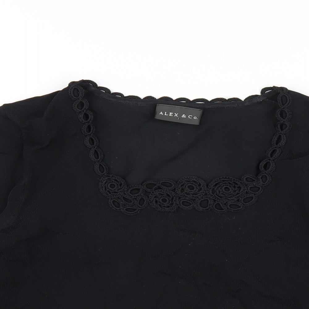 Womens UK Size 10 Alex & Co Black Basic T-Shirt