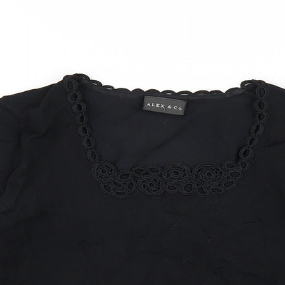 Womens UK Size 10 Alex & Co Black Basic T-Shirt