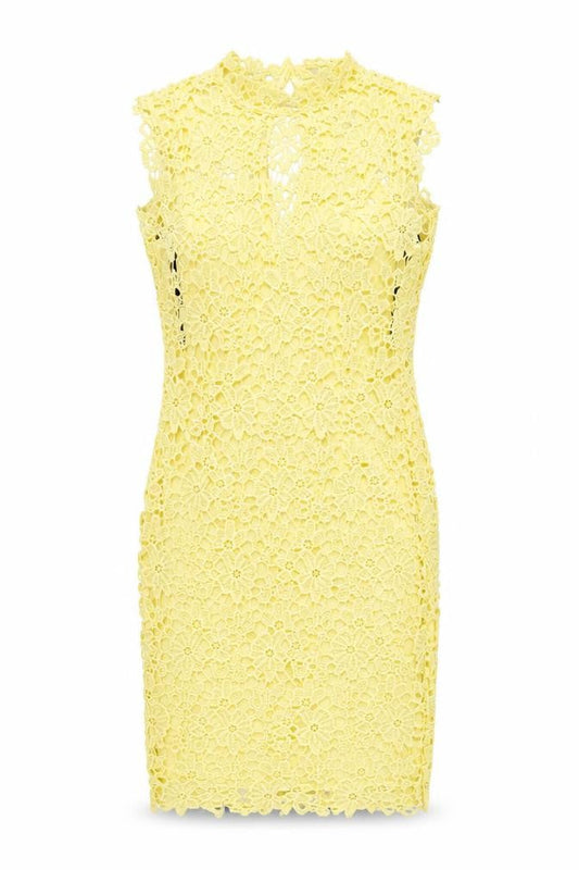 Paper Doll Productions Womens Yellow Polyester Bodycon Size 8 Mock Neck Zip