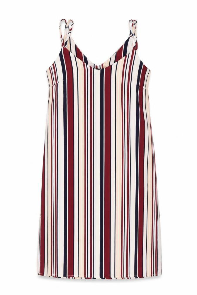 New Look Womens Multicoloured Striped Polyester A-Line Size 10 V-Neck Pullover