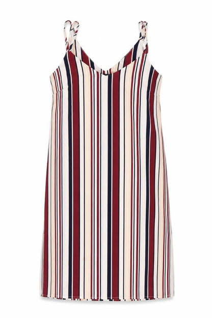 New Look Womens Multicoloured Striped Polyester A-Line Size 10 V-Neck Pullover