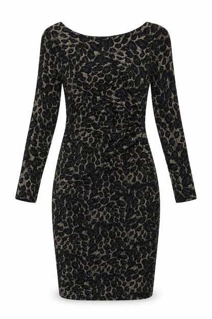 M&Co Womens Black Geometric Nylon Bodycon Size 8 Boat Neck Pullover
