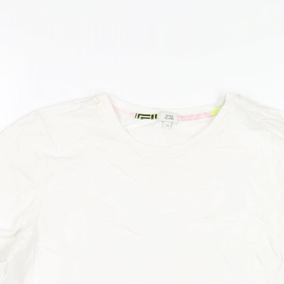 Womens UK Size 10 River Island White Basic T-Shirt