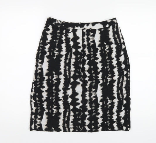Monsoon Womens Black Geometric Viscose A-Line Skirt Size 10 Zip