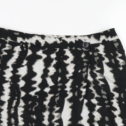 Monsoon Womens Black Geometric Viscose A-Line Skirt Size 10 Zip