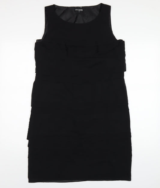 Debenhams Womens Black Polyester A-Line Size 12 Round Neck Zip