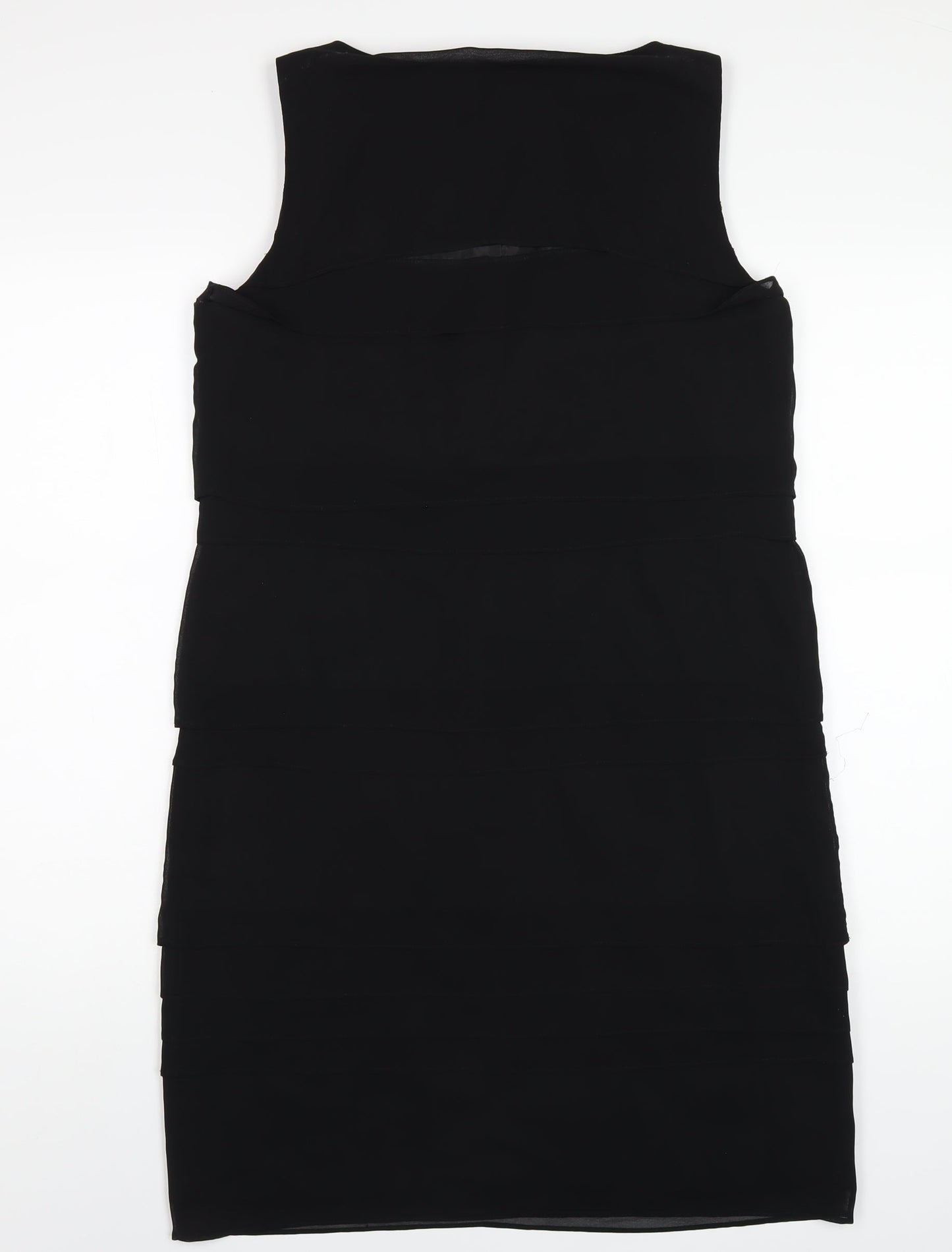 Debenhams Womens Black Polyester A-Line Size 12 Round Neck Zip