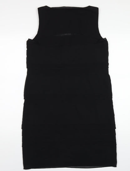 Debenhams Womens Black Polyester A-Line Size 12 Round Neck Zip