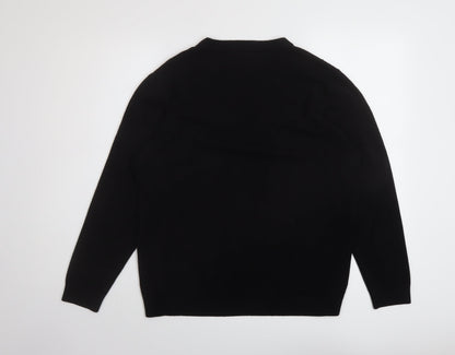 Fenix Trading Womens Black Round Neck Acrylic Pullover Jumper Size XL