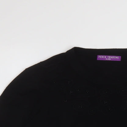 Fenix Trading Womens Black Round Neck Acrylic Pullover Jumper Size XL