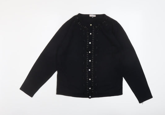 Womens UK Size S MACKAYS Black Cardigan Jumper