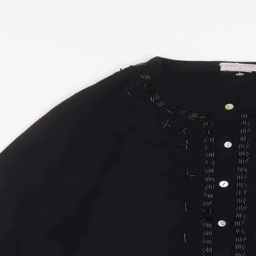 Womens UK Size S MACKAYS Black Cardigan Jumper