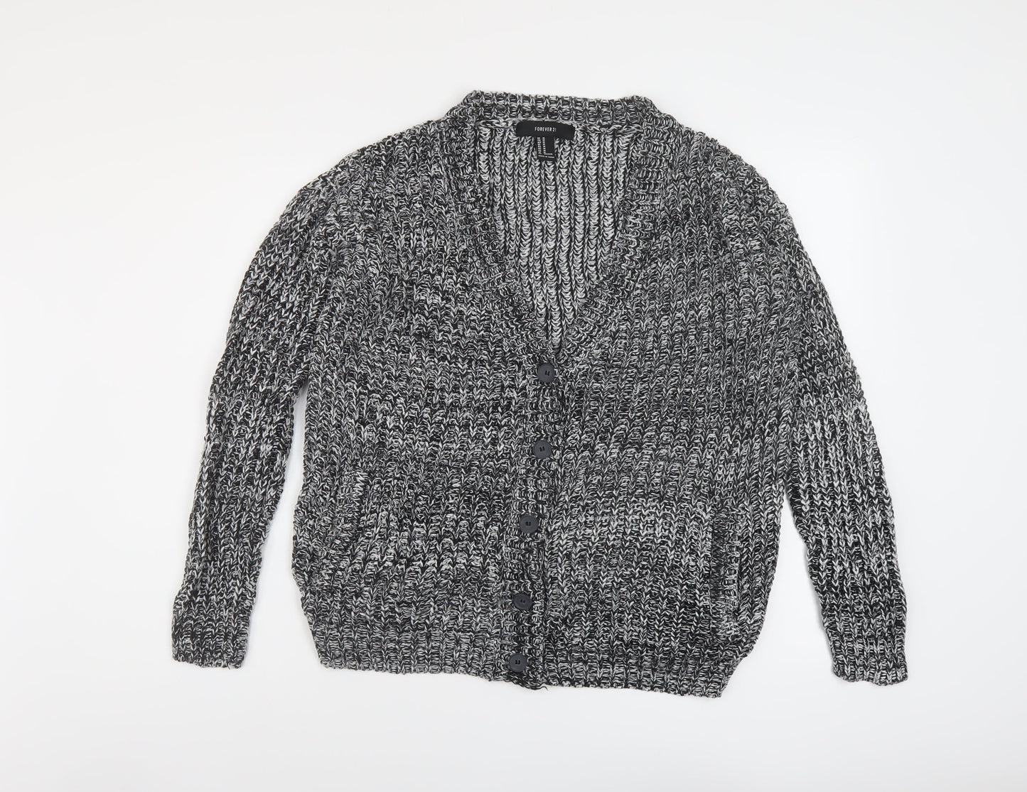 Womens UK Size M FOREVER 21 Black Cardigan Jumper