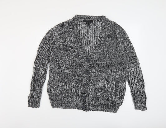 FOREVER 21 Womens Black V-Neck Acrylic Cardigan Jumper Size M
