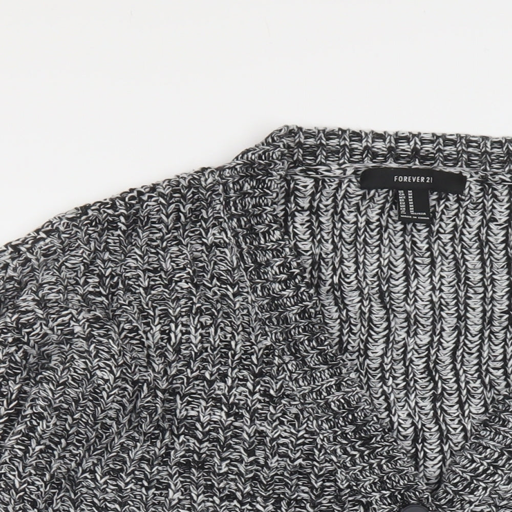 Womens UK Size M FOREVER 21 Black Cardigan Jumper