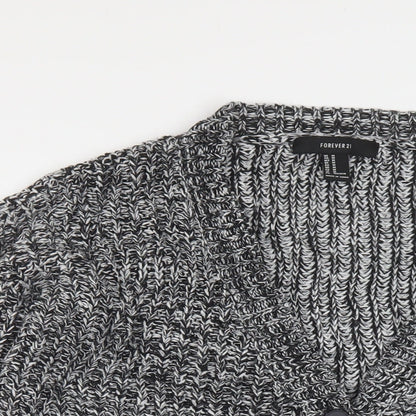 Womens UK Size M FOREVER 21 Black Cardigan Jumper