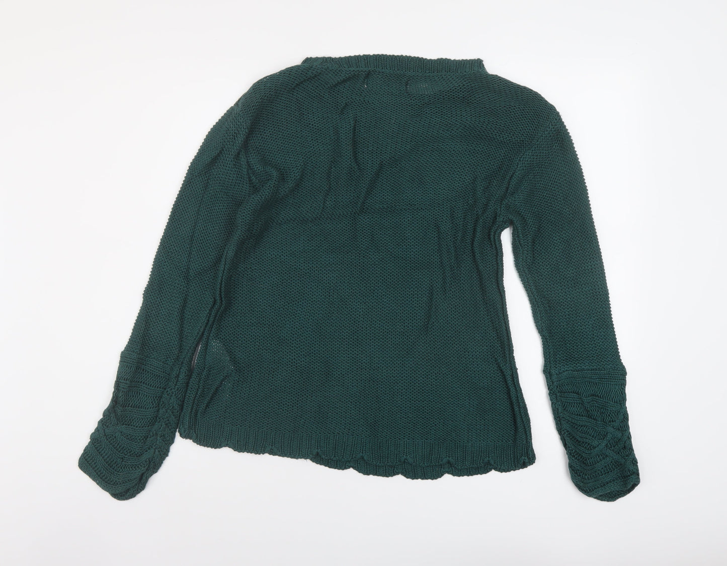 Womens UK Size M Cream Green Pullover Jumper