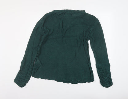 Womens UK Size M Cream Green Pullover Jumper