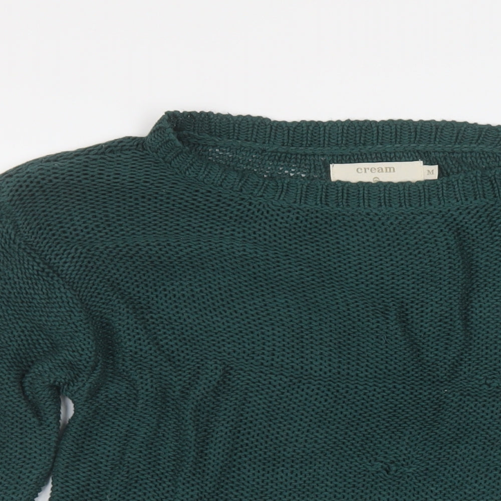 Womens UK Size M Cream Green Pullover Jumper